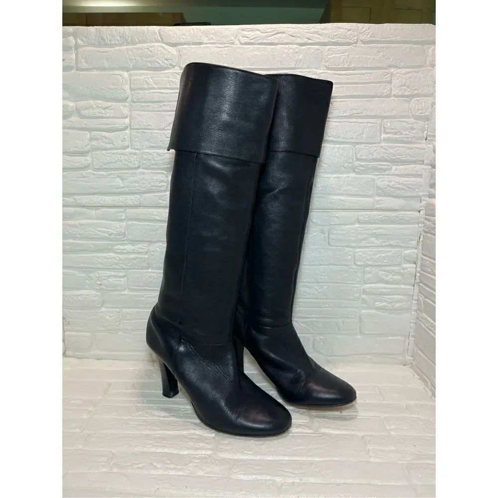 Steve Madden BUTTERY SOFT Black Leather Boots Round Toe